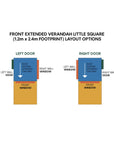 Layout options for little square cubby with front verandah