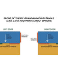 Layout options for midi rectangle size cubby with front verandah