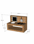 Thermory mud kitchen 1200mm wide with half back and 450mm bench height dimensions