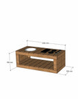 Thermory mud kitchen 1200mm wide and 450mm bench height dimensions