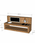 Thermory mud kitchen 1800mm wide with half back and 450mm bench height