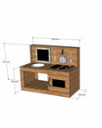 Thermory mud kitchen with oven 1200mm wide with half back and 550mm bench height