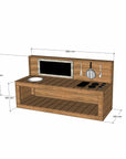 Thermory mud kitchen 1800mm wide with full back and 550mm bench height