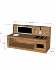 Thermory mud kitchen with oven 1800mm wide with full back and 550mm bench height