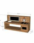 Thermory mud kitchen with oven 1800mm wide with half back and 550mm bench height