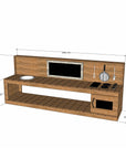 Thermory mud kitchen with oven 2400mm wide with half back and 550mm bench height