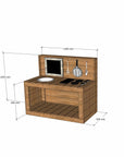 Thermory mud kitchen 1200mm wide with full back and 650mm bench height