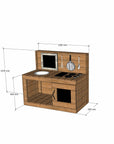 Thermory mud kitchen with oven 1200mm wide with full back and 650mm bench height