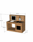 Thermory mud kitchen with oven 1200mm wide with half back and 650mm bench height