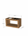 Thermory mud kitchen 1200mm wide and 650mm bench height