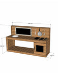 Thermory mud kitchen with oven 1800mm wide with half back and 650mm bench height