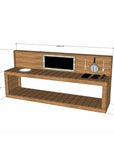 Thermory mud kitchen 2400mm wide with half back and 650mm bench height