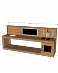 Thermory mud kitchen with oven 2400mm wide with half back and 650mm bench height