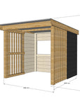Painted open front timber shelter no floor with dimensions