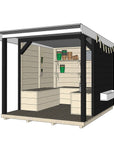 Castle and Cubby Timber Outdoor Potting Shed Extended Verandah Roof Bench Seat Storage Boxes