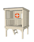 Castle and Cubby Raised Platform Shelter Trapdoor Ladder Handrail Commercial