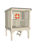 Castle and Cubby Raised Platform Shelter Trapdoor Ladder Handrail Commercial