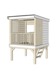 Castle and Cubby Raised Platform Shelter Trapdoor Ladder Handrail Commercial