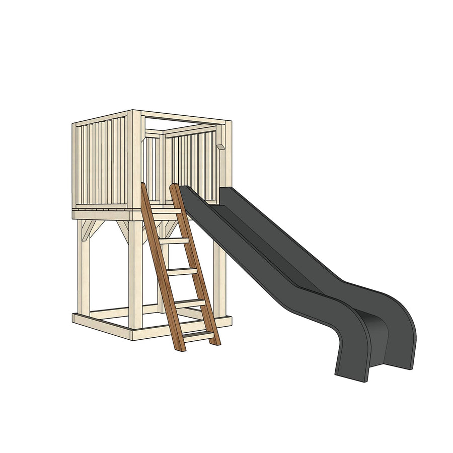 Standalone wooden platform 1200x1200 size with slide on the front