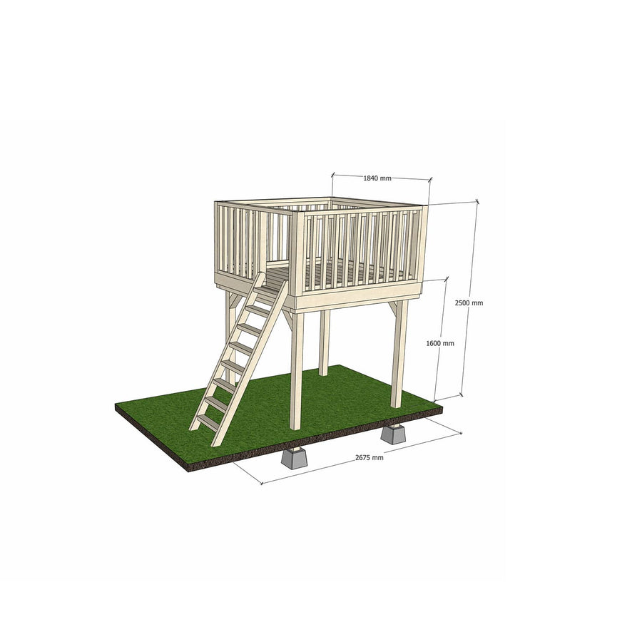Wooden platform 1800 x 1800mm size with dimensions
