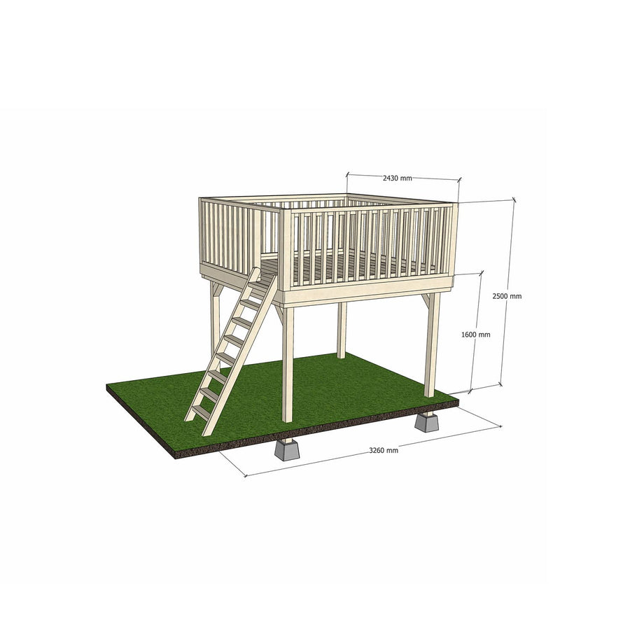 Wooden platform 2400 x 2400mm size with dimensions
