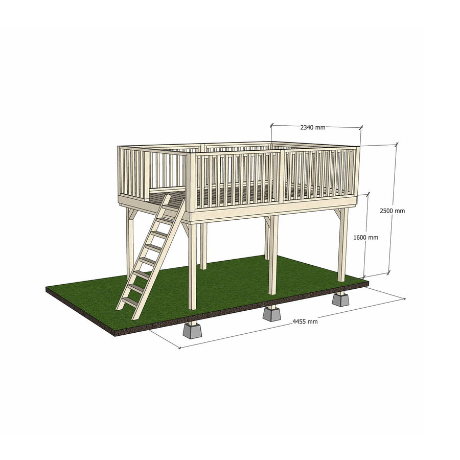 Wooden platform 2400 x 3600mm size with dimensions