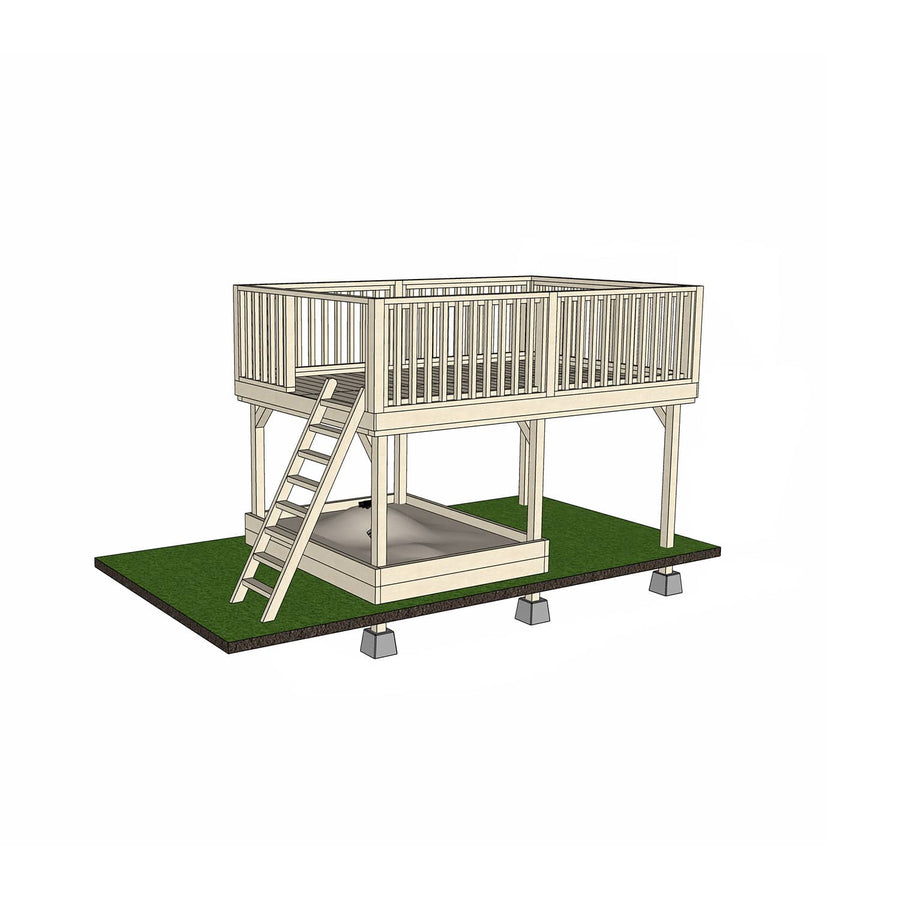 Raised platform 2400 x 3600mm size with sandpit