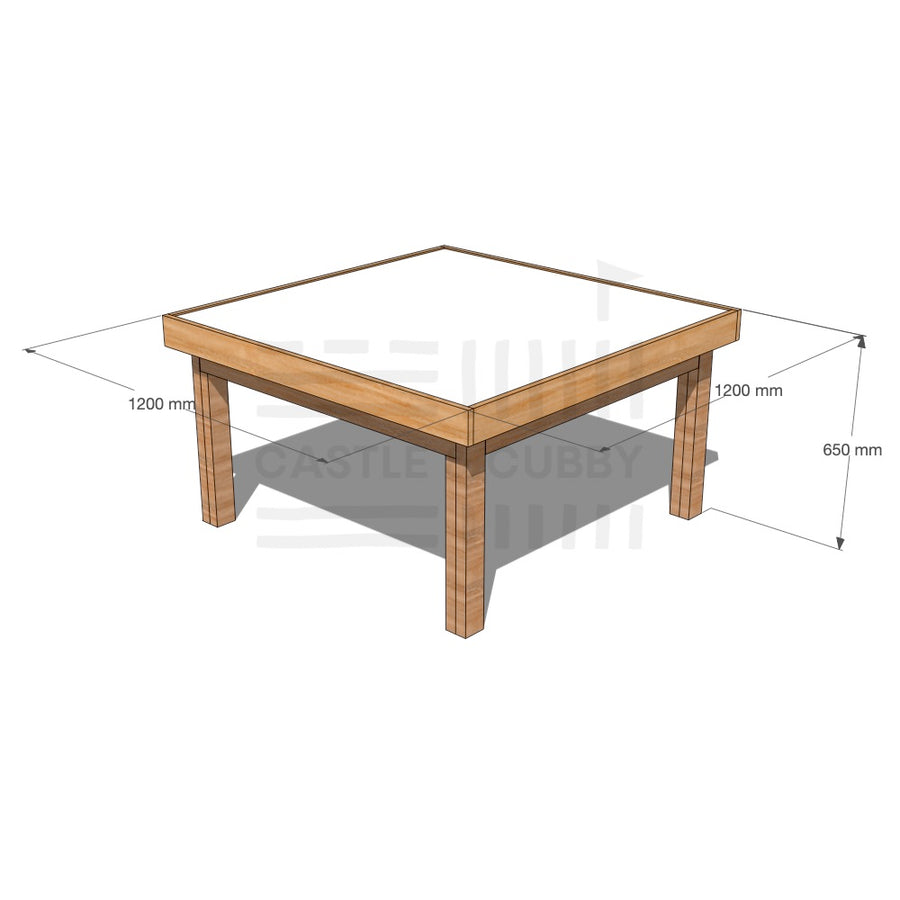 Timber multipurpose arts and craft table 1200 x 1200mm and 650mm height with dimensions