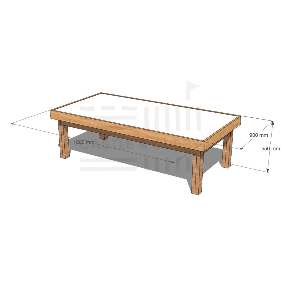 Timber multipurpose arts and craft table 1800 x 900mm and 550mm height with dimensions