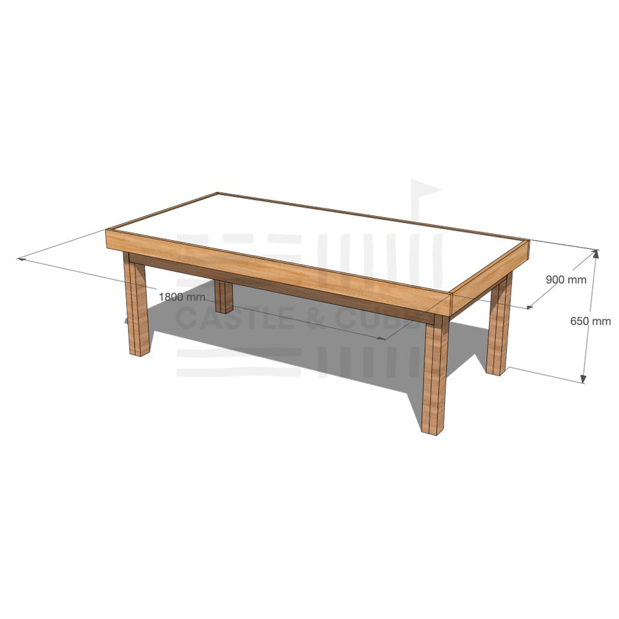Timber multipurpose arts and craft table 1800 x 900mm and 650mm height with dimensions