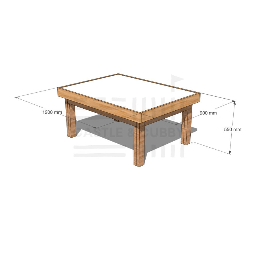 Timber multipurpose arts and craft table 900 x 1200mm and 550mm height with dimensions