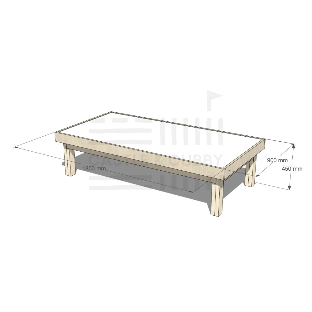 Pine wooden multipurpose arts and craft table 1800 x 900mm and 450mm height with dimensions