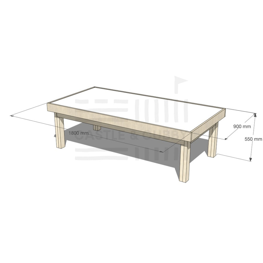 Pine wooden multipurpose arts and craft table 1800 x 900mm and 550mm height with dimensions