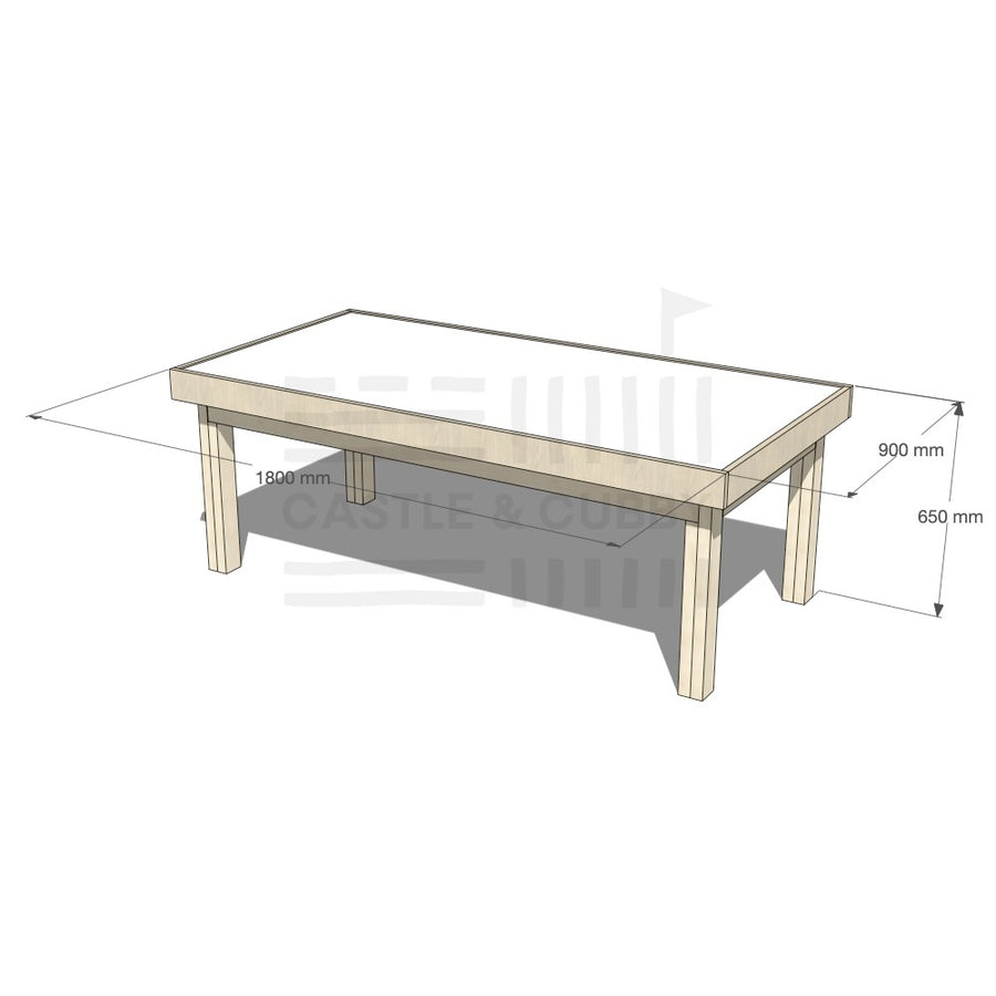 Pine wooden multipurpose arts and craft table 1800 x 900mm and 650mm height with dimensions
