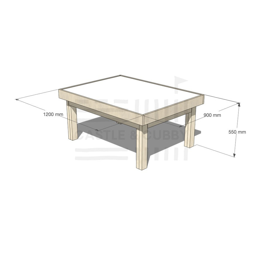 Pine wooden multipurpose arts and craft table 900 x 1200mm and 550mm height with dimensions