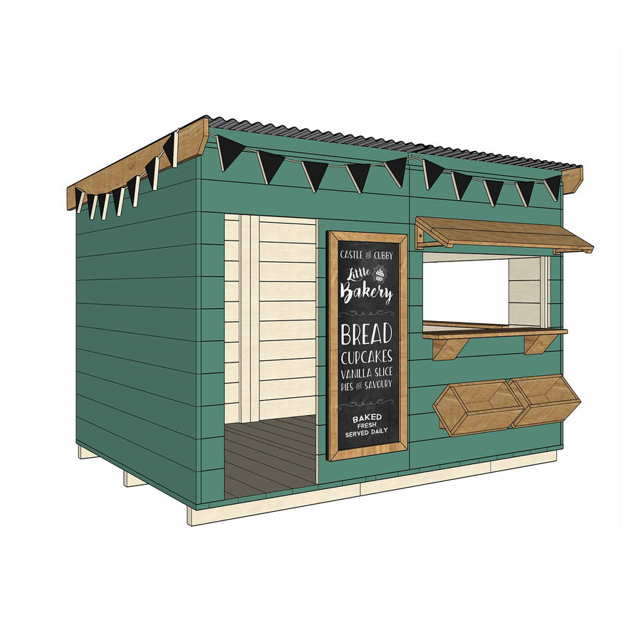Painted timber bakery village cubby house large rectangle size