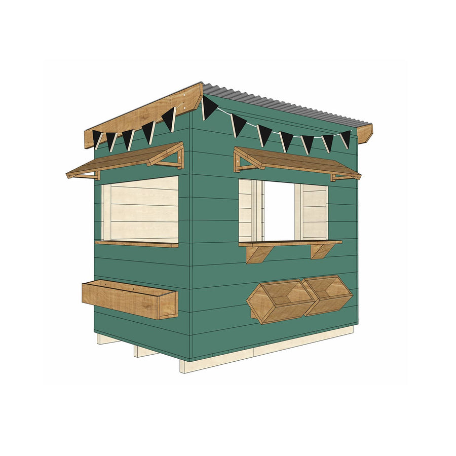 Painted timber bakery village cubby house little rectangle size