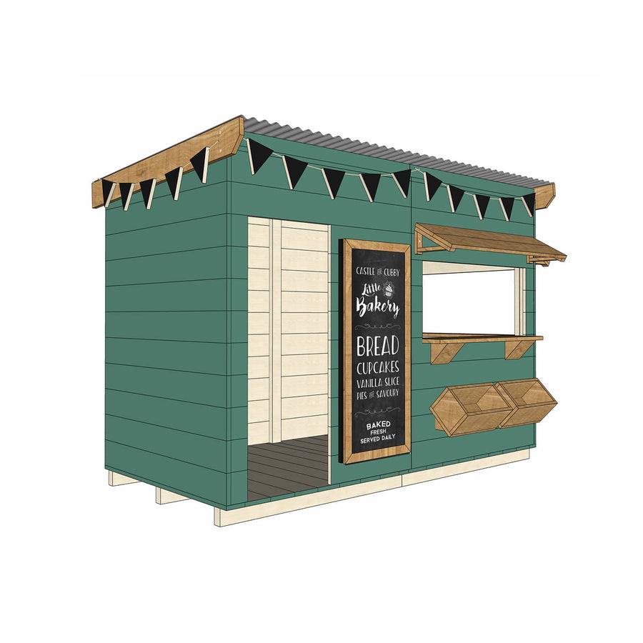 Painted timber bakery village cubby house midi rectangle size