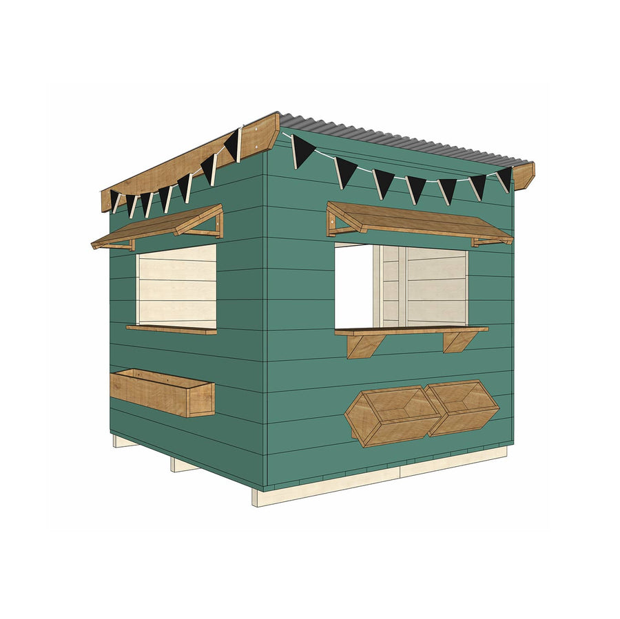 Painted timber bakery village cubby house midi square size