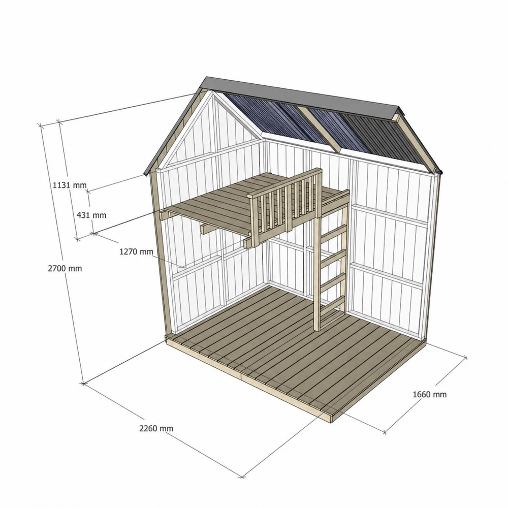 Barn with Mezzanine Cubby House - Resi
