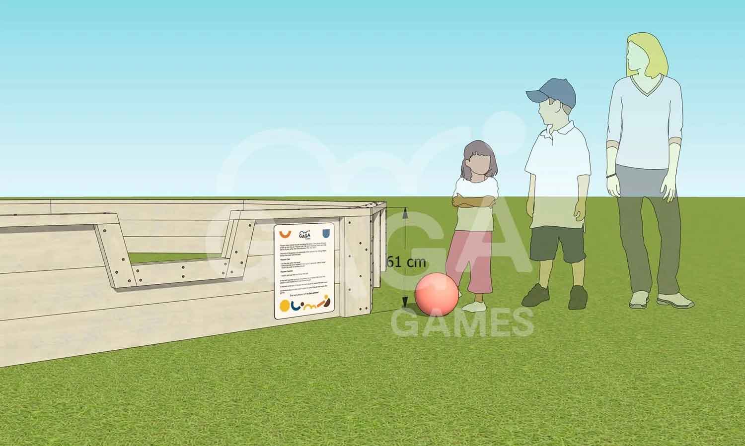 Outdoor Timber Gaga Ball Pit (Std &amp; Accessible Entries)