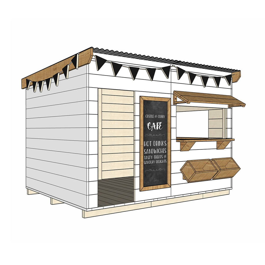 Painted timber cafe village cubby house large rectangle size