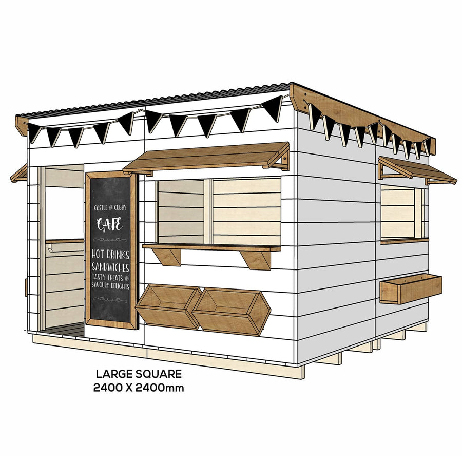 Painted wooden cafe themed cubby large square size