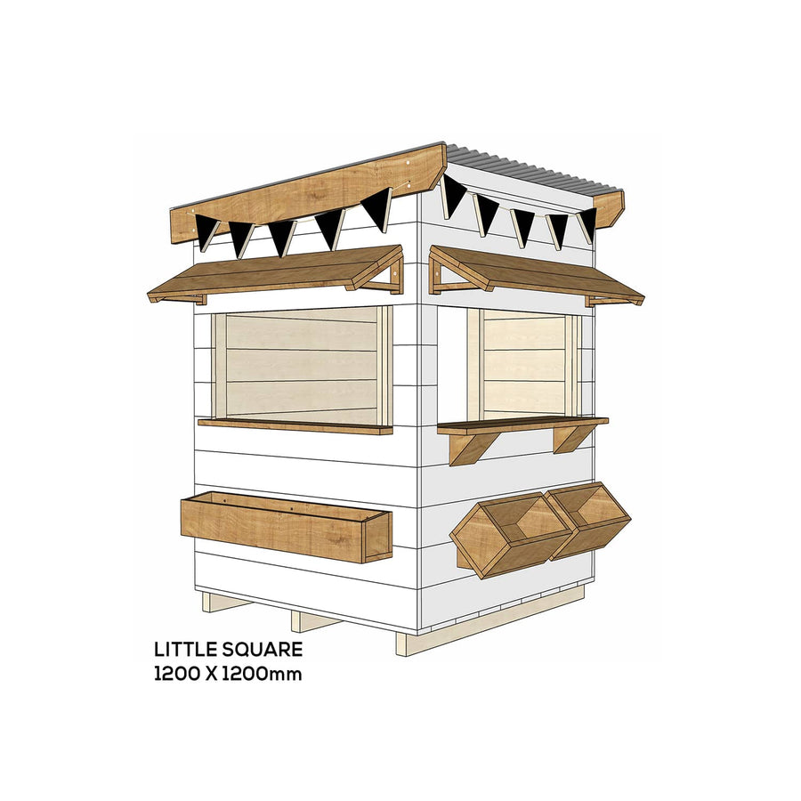 Painted timber cafe village cubby house little square size