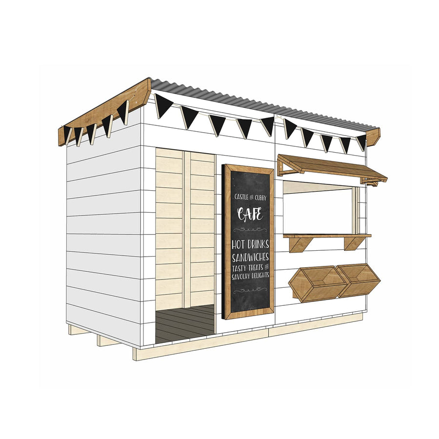 Painted timber cafe village cubby house midi rectangle size