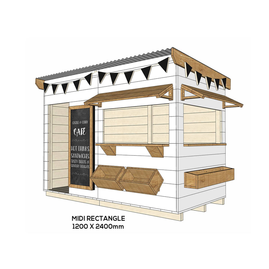 Painted wooden cafe themed cubby midi rectangle size