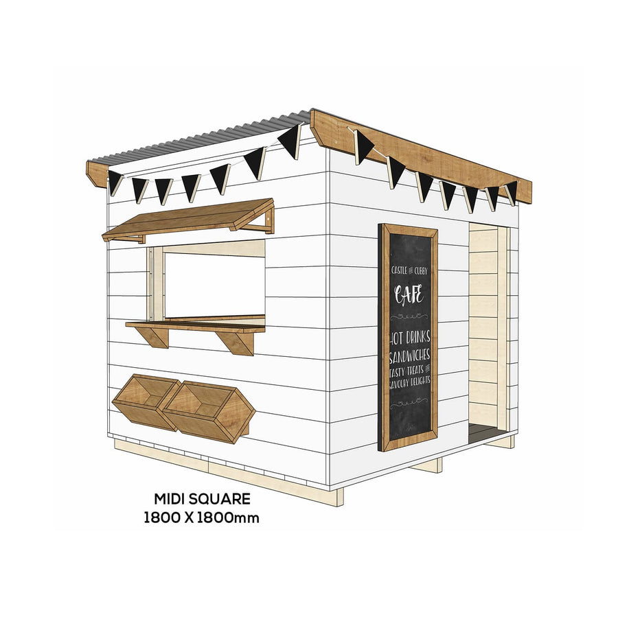 Painted wooden cafe themed cubby midi square size