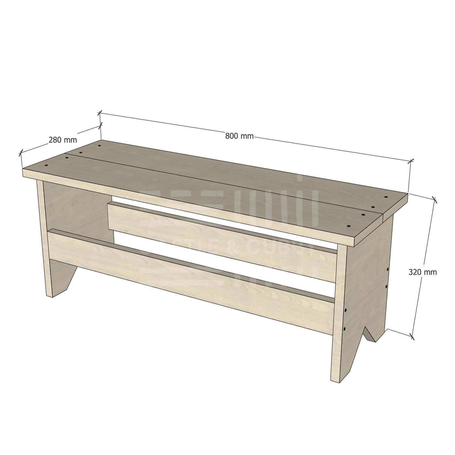 Pine large size carpenter stool w dimensions