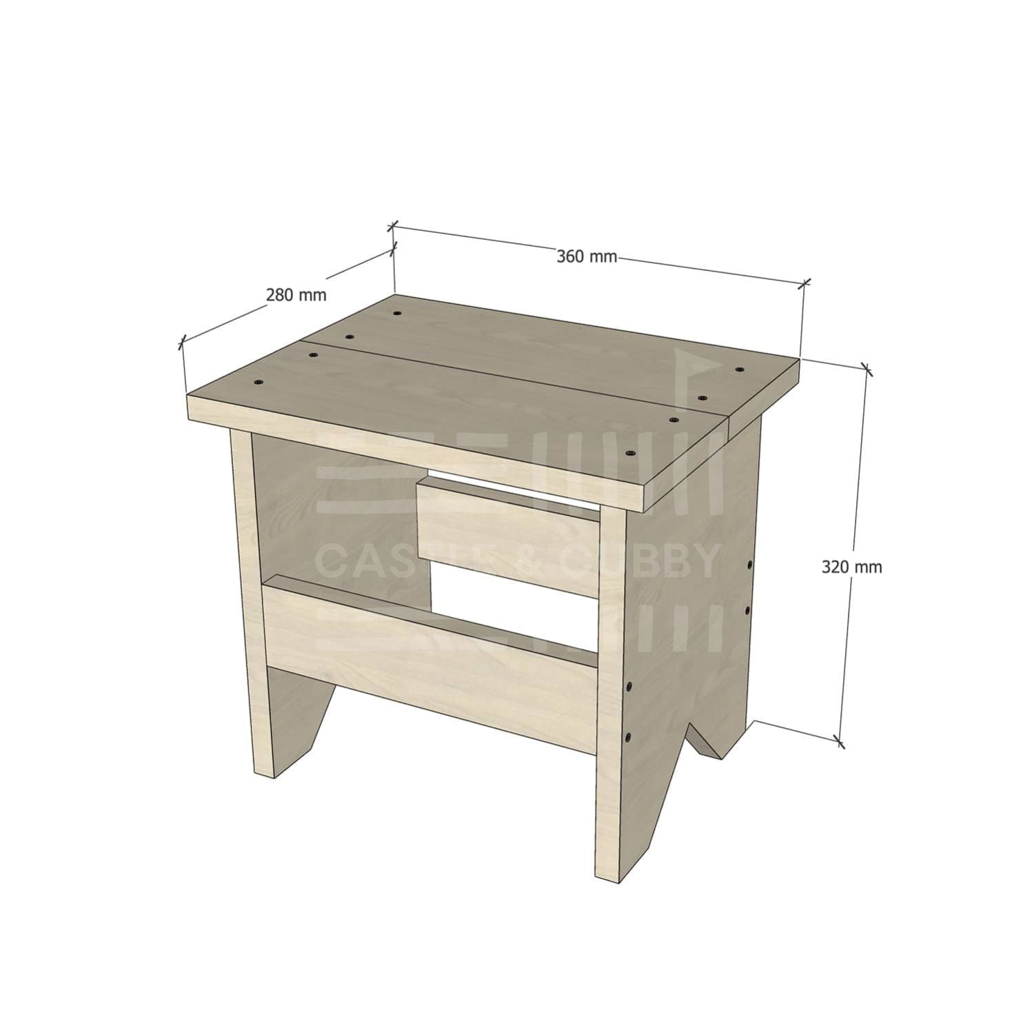 Pine standard size carpenter stool w dimensions