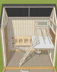 Sectional CAD image showing interior layout for a large barn style chicken coop